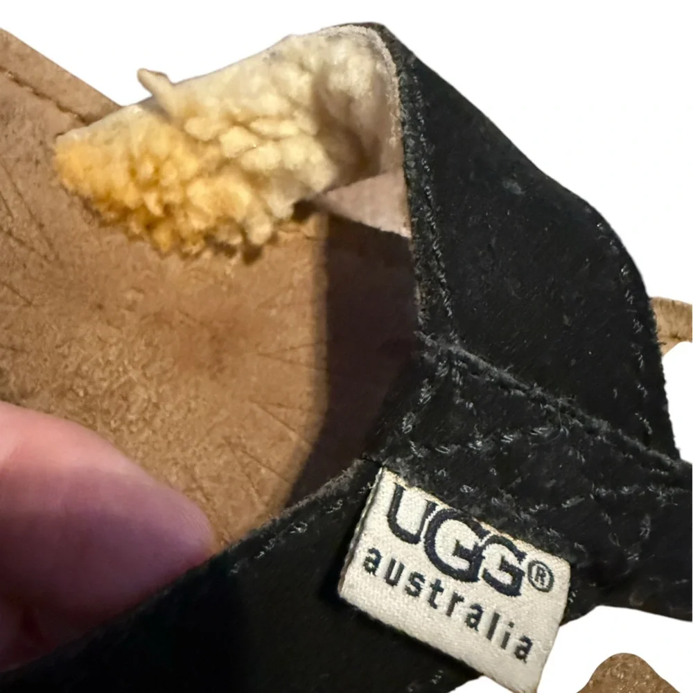 Ugg Flip flops sandals Men’s black suede with fur size 11
